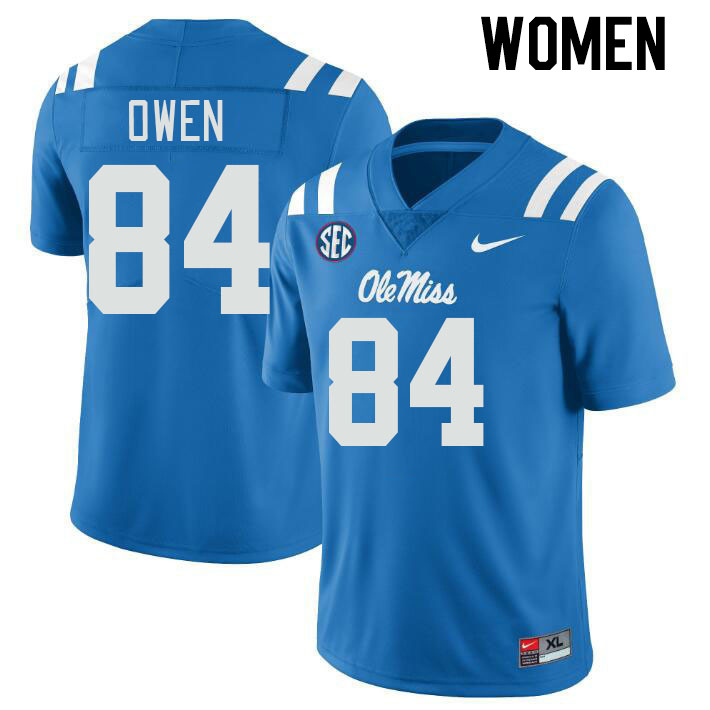 Women #84 Mac Owen Ole Miss Rebels College Football Jerseys Stitched-Power Blue